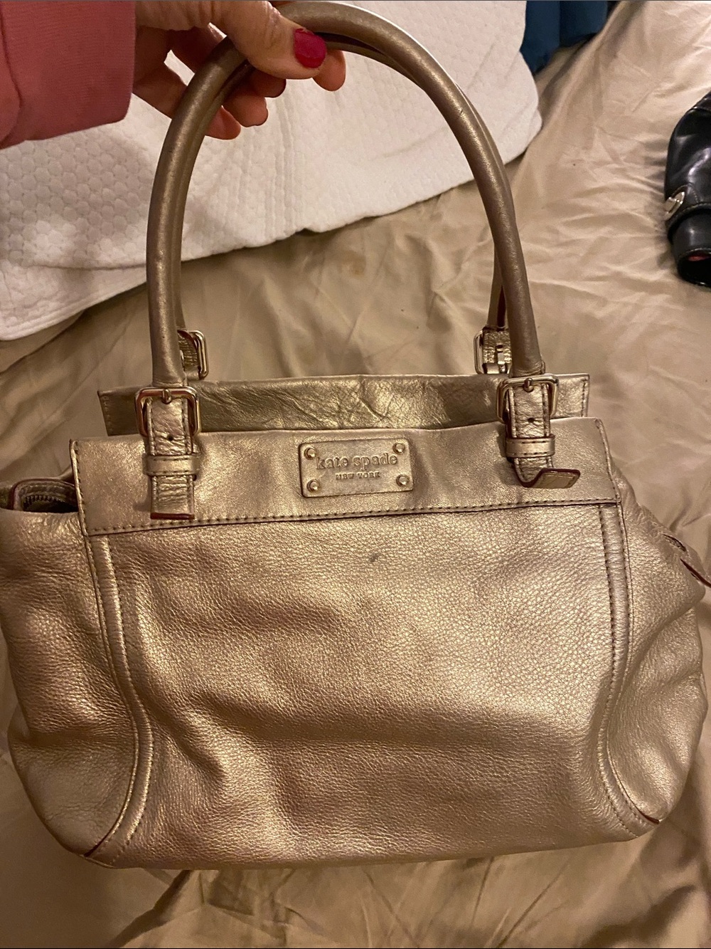 kate spade metallic gold leather shoulder bag